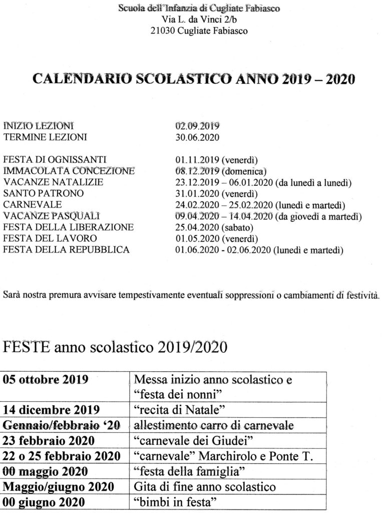 Anno scolastico 2019/2020 - Benvenuti su pofsestini!